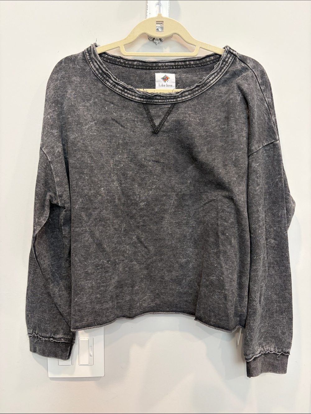 Lilla P Washed Charcoal Crewneck Pullover Sweatshirt